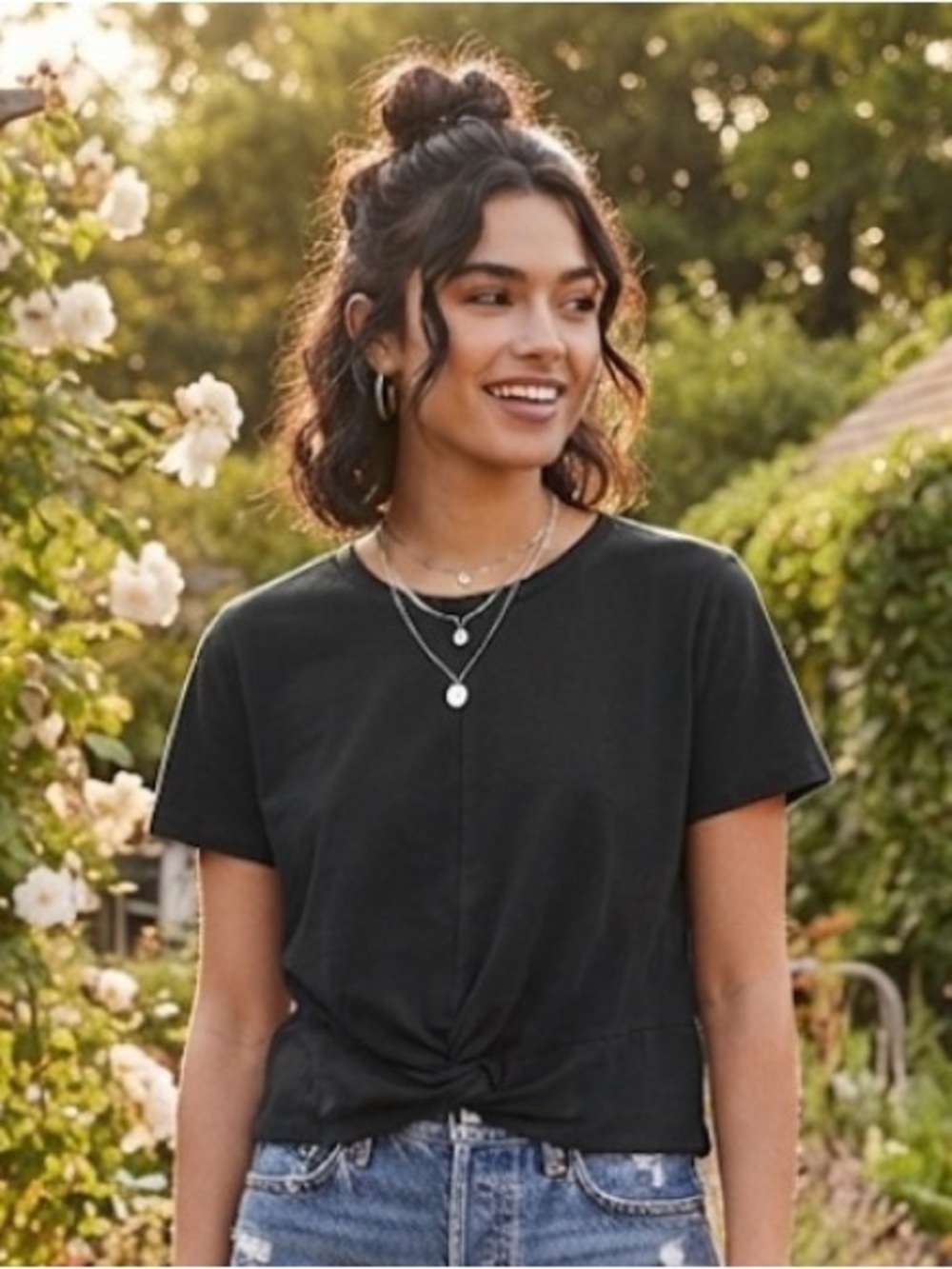 Jack wills black crop tee size 6
